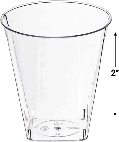 Vista 5 de Kaya Vasos de plástico con fondo cuadrado transparente (2 onzas), paquete de 20, elegantes y transparentes, perfectos para fiestas, reuniones y uso