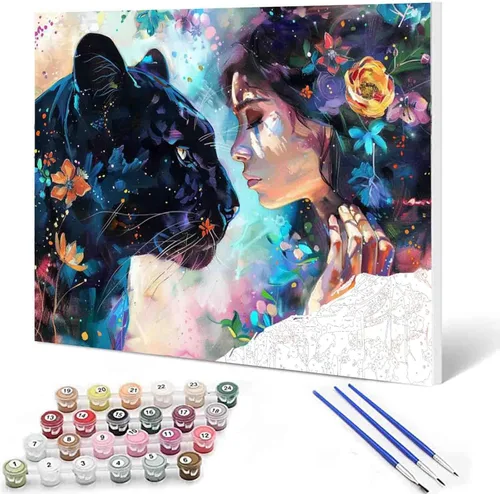 Vista 42 de Paquete de 6 pinturas por números para mujeres sudafricanas para adultos, principiantes, músicos negros, kits de pintura al óleo sobre lienzo