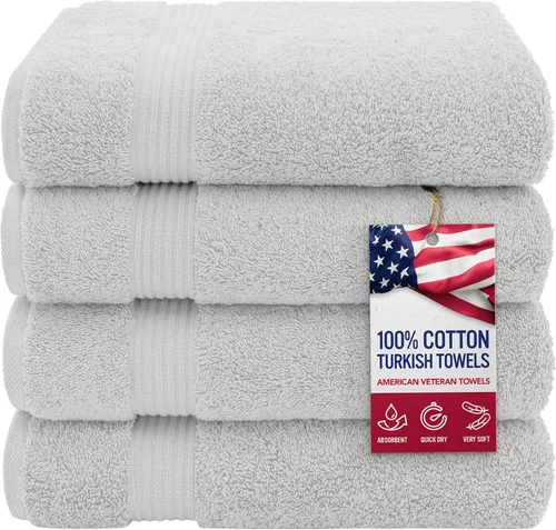Vista 83 de Juego de toallas American Veteran Towel, de lujo, 6 piezas de algodón 100 % turco para máxima suavidad y absorción, para hotel y spa
