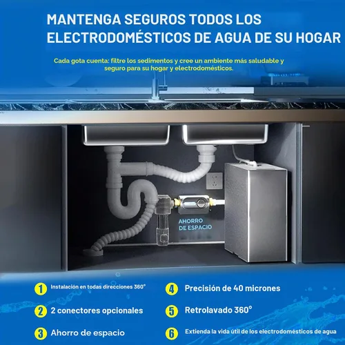 Vista 9 de Filtro de sedimento giratorio para toda la casa, prefiltro desechable de doble capa de 40 micrones para agua de pozos y ciudad, diseño