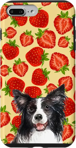 Vista 9 de iPhone 15 Border Collie Dog Red Cut Fresas Fruta Crema Patrón Caso