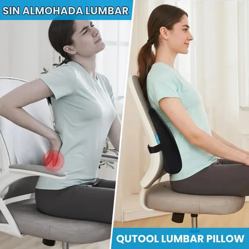 Vista 3 de QUTOOL - Soporte lumbar patentado para aliviar la presión de la silla de Mejora la postura, almohada ergonómica de apoyo para la espalda baja