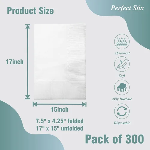 Vista 2 de Perfect Stix - Servilletas de cena (2 capas) color blanco