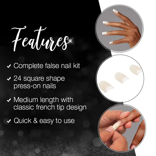 Vista 4 de Ardell Nail Addict - Juego de uñas artificiales, francés clásico