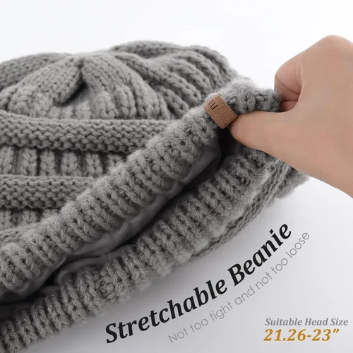 Vista 3 de FURTALK Gorros de invierno para mujer, con forro polar, gorro de punto holgado y cálido, gorro de esquí