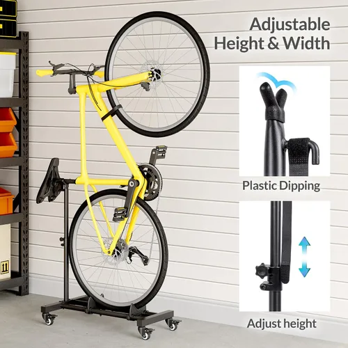 Vista 8 de Sttoraboks Soporte vertical para bicicleta, soporte de bicicleta independiente para garaje, soporte vertical para bicicleta, soporte para bicicleta