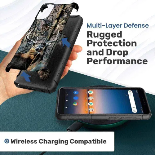 Vista 6 de Rome Tech Funda con clip para cinturón para Motorola G Play 2023 de 6.5 pulgadas, funda de teléfono celular de doble capa a prueba de golpes