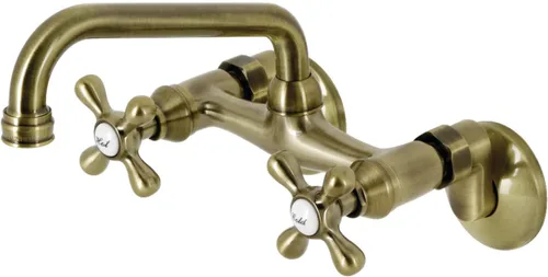 Vista 4 de Kingston Brass KS213C Kingston - Grifo de cocina con dos manijas para montaje en pared, cromo pulido