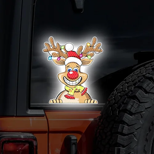 Vista 24 de Pegatina Navideña de Papá Noel Asomado, Lindas Pegatinas de Venado y Muñeco de Nieve para Ventana, Adhesivos para Parachoques de Coche, Adornos