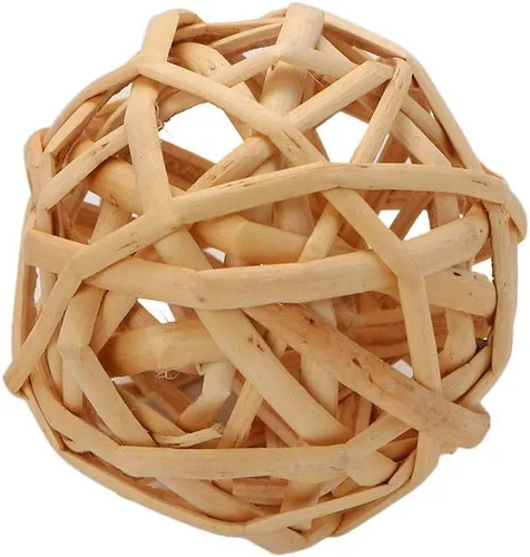 Vista 10 de Juguetes masticables para actividades de animales pequeños, conejos, pájaros, loros, jugar con bolas de ratán de mimbre para chinchilla, conejillo