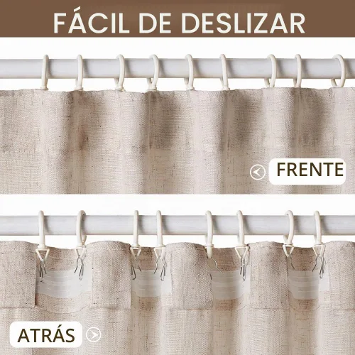 Vista 3 de MIULEE Cortinas de lino natural de 84 pulgadas de largo 2 paneles, con pestaña trasera con cinta plisada, cortinas de textura de lino suave y gruesa