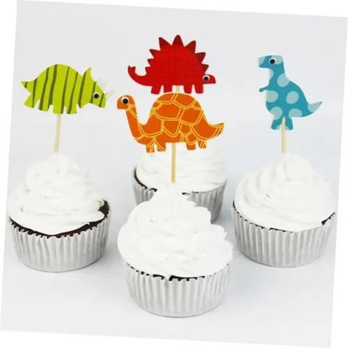 Vista 4 de 96pcs Dinosaur Cake Toppers Birthday Party Decorations Paper