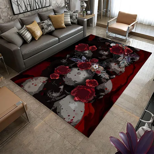 Vista 13 de Alfombra de araña negra, 3 x 4 pies, alfombra impresa en 3D de telaraña de terror, alfombra para dormitorio de niños, habitación de niños, sala