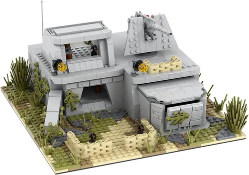 Vista 2 de WW2 - Juego de bloques de construcción de fortalezas de batalla militar (928PCS). Adecuado para creación secundaria. Construye diferentes edificios