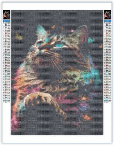 Vista 2 de CoHraeu Kits de pintura de diamantes 5D para principiantes, adultos y niños, kits de arte de diamantes de gato y mariposa para regalos