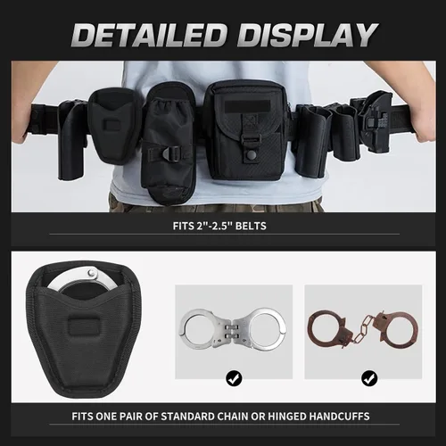 Vista 4 de Funda para esposas, funda de soporte para esposas con parte superior abierta, bolsa de nailon 600D para accesorios de cinturón de servicio, se