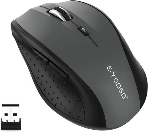Vista 14 de E-YOOSO - Ratón inalámbrico Bluetooth para portátil, ratón óptico portátil para computadora, 6 botones, inalámbrico 2.4GHz con receptor USB, 4800