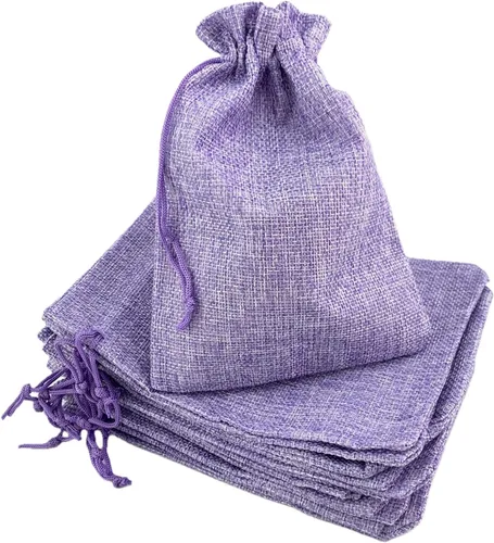 Vista 18 de Palmhomee Paquete de 20 bolsas de regalo de arpillera con cordón, bolsas de joyería de lino, bolsas de yute de boda para joyas y bolsas