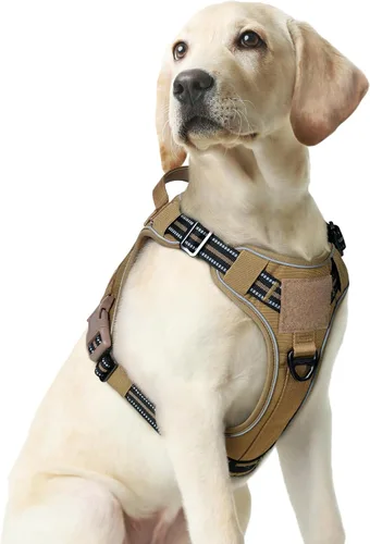 Vista 57 de rabbitgoo - Arnés para perros pequeño sin tirones, chaleco táctico de servicio con Molle y asa de control, arnés militar ajustable y reflectante