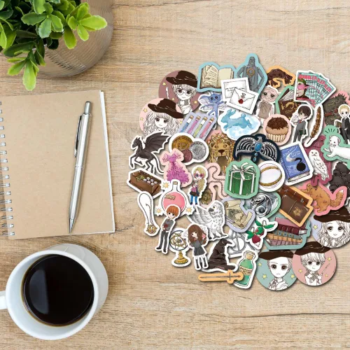Vista 2 de Conquest Journals - Paquete de calcomanías de personajes e iconos mágicos de Harry Potter, 50 calcomanías, impermeables, resistentes a los arañazos
