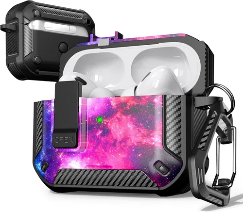 Vista 51 de R-fun Funda de carga compatible con AirPods de 2ª generación 2019, 1ª generación 2016, protección completa contra caídas, tapa desplegable