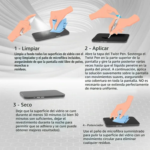 Vista 4 de ProofTech TWIST PEN - Protector de pantalla de vidrio líquido para hasta 10 dispositivos, resistente a arañazos y grietas, nanoprotección para todos
