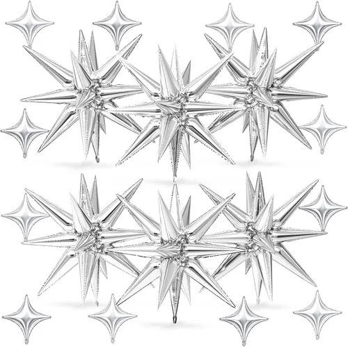 Vista 35 de Globos de estrella rosa, 18 piezas de papel de aluminio para niñas