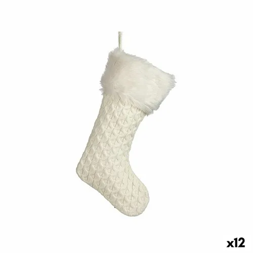 Vista 2 de Adorno Navideño Krist+ FG09-20493C Blanco Calcetín de Navidad 28 x 4 x 46 cm (12 Unidades)