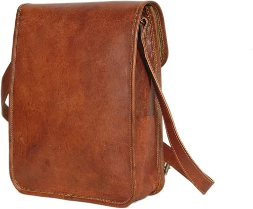 Vista 2 de Bolso bandolera de piel de 13 pulgadas bolso bandolera vintage para mujeres y hombres bolso de mano competible con iPad y tablet