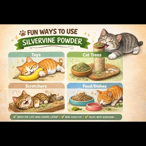 Vista 2 de Polvo Silvervine para gatos, alternativa 100% natural de hierba gatera - Estimulante de juego más largo y fuerte