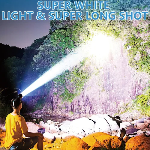 Vista 3 de Linterna frontal recargable súper brillante de alta potencia, lámpara LED recargable, luces LED para la frente, faro frontal impermeable con luces