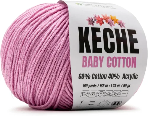 Vista 29 de Keche Hilo de Algodón, 60% Algodón 40% Hilo Acrílico, Hilo de Algodón Suave para Crochet y Tejer, Hilo Amigurumi 1 Madeja/Bola 1.76 Oz (50g) / 180
