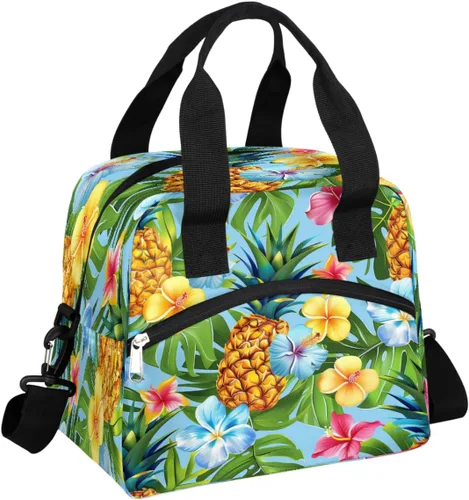 Vista 8 de Bolsa de almuerzo con estampado de leopardo animal, lonchera aislada Correa de hombro ajustable impermeable para niños, niñas, niños, escuela