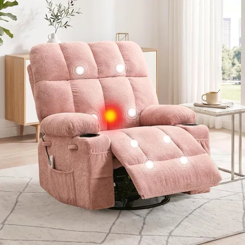 Vista 8 de IDEALHOUSE Silla reclinable mecedora de gran tamaño con calor y masaje Caqui