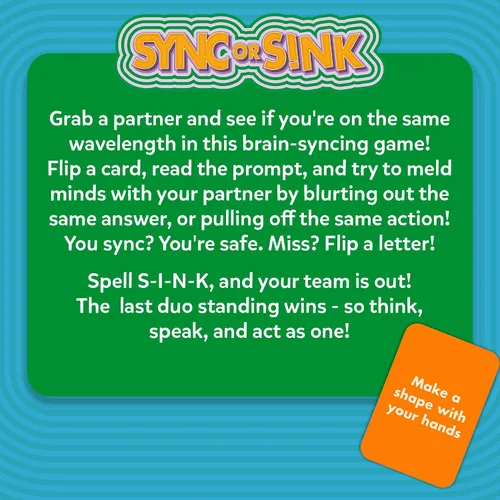 Vista 9 de Sincronizar o hundir: divertido juego de cartas familiar para niños, adolescentes y adultos, desafío de pareja de ritmo rápido, divertido favorito