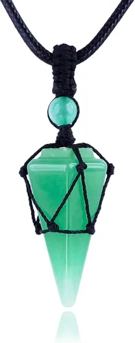 Vista 11 de Collar de 6 facetas de cristal de chakra de Reiki y piedra curativa, colgante de cristal puntiagudo, collar de cuerda ajustable para mujeres