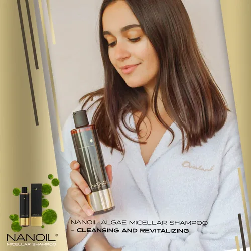 Vista 4 de NANOIL Champú micelar de algas 10.1 fl oz - Champú micelar rico en extracto de algas, limpieza profunda, impulso de hidratación, suavidad