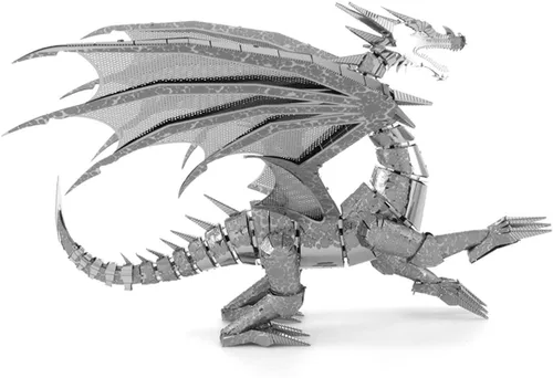 Vista 3 de Figura de dragón de plata Metal Earth IconX
