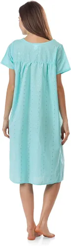 Vista 3 de Casual Nights Vestido de casa bordado con ojales de manga corta para mujer