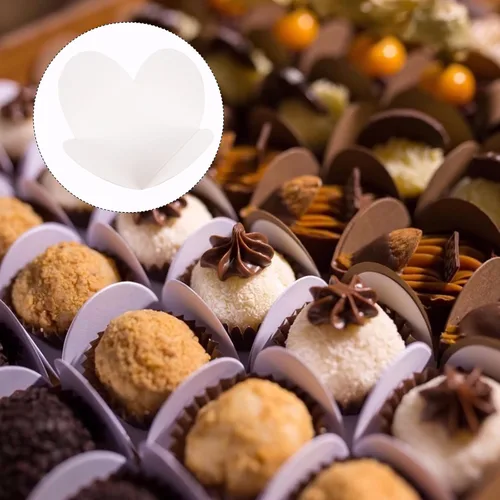 Vista 5 de 100 piezas de envoltorios de trufas para tazas de papel de chocolate para el día de San Valentín, tazas de trufas de dulces, suministros