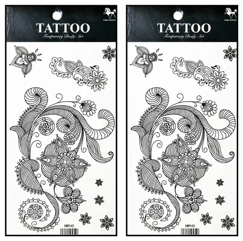 Vista 31 de Tatuajes 2 hojas azul rosa serpiente dragón calavera ala temporal tatuajes arte corporal pegatinas falsas impermeables extraíbles