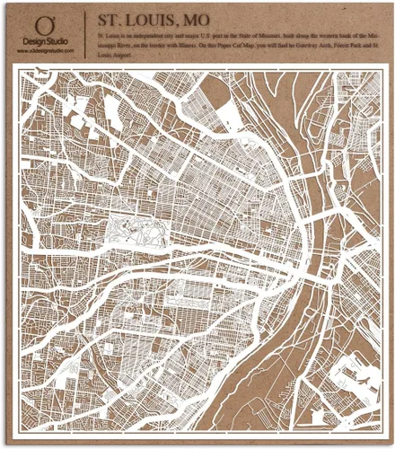 Vista 10 de O3 Design Studio Aberdeen - Mapa de papel cortado en papel blanco de 12 x 12 pulgadas