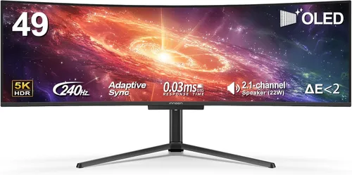 Vista 11 de INNOCN Monitor curvo para juegos de 49" 144Hz Ultrawide 32:9 WDFHD 3840 x 1080P, R1800, 99% sRGB, HDR400, USB tipo C, DisplayPort, HDMI, altavoces