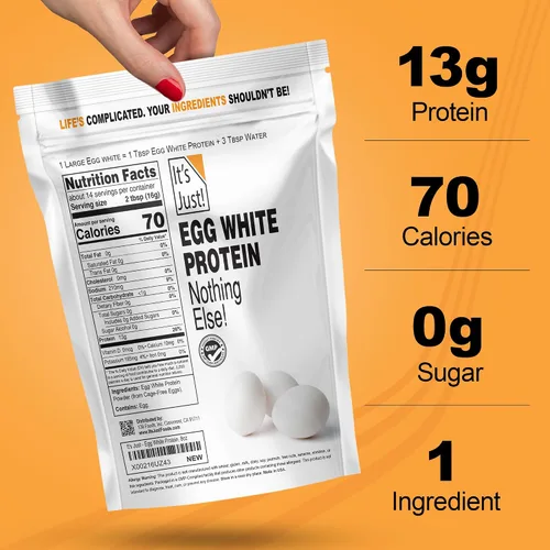 Vista 6 de It's Just! - Polvo de proteína de clara de huevo, proteína de claras de huevo secas, ingrediente para merengue, sin OGM, granjas de EE.UU.
