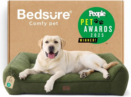Vista 28 de Bedsure Cama ortopédica para perros de tamaño mediano, camas extra gruesas de apoyo para perros medianos con funda impermeable lavable, cómodo sofá