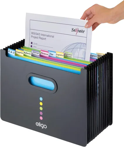 Vista 3 de Snopake Expansor de escritorio A4 Eligo Landscape 13-Part – Negro [Pack de 1] Ref: 15174