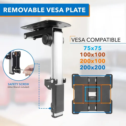 Vista 8 de Mount-It! Soporte para TV y monitor abatible y para gabinete y techo para cocinas, RV y espacios pequeños Para pantallas de 13–37 pulgadas VESA