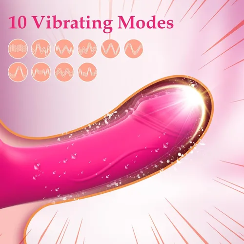 Vista 3 de Consolador sin tirantes de doble extremo con 10 modos y control remoto, de silicona antideslizante, vibrador anal realista para punto G, tapón
