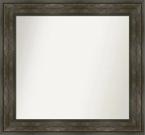Vista 72 de Amanti Art Espejo de baño marrón para sobre fregadero, 26 x 26 pulgadas, espejo de tocador cuadrado marrón rústico Alexandria, marco de madera