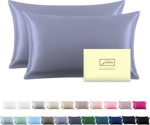 Vista 29 de Funda de almohada de seda para cabello y piel, suave, transpirable y resistente, funda de almohada de seda de tamaño Queen, fundas de almohada